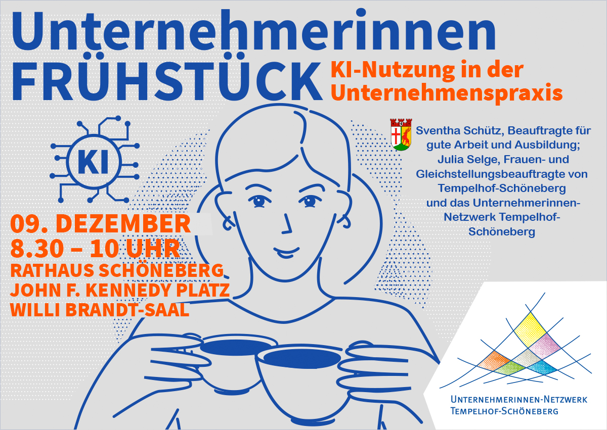 Grafik – junge Frau mit zwei Kaffeetassen