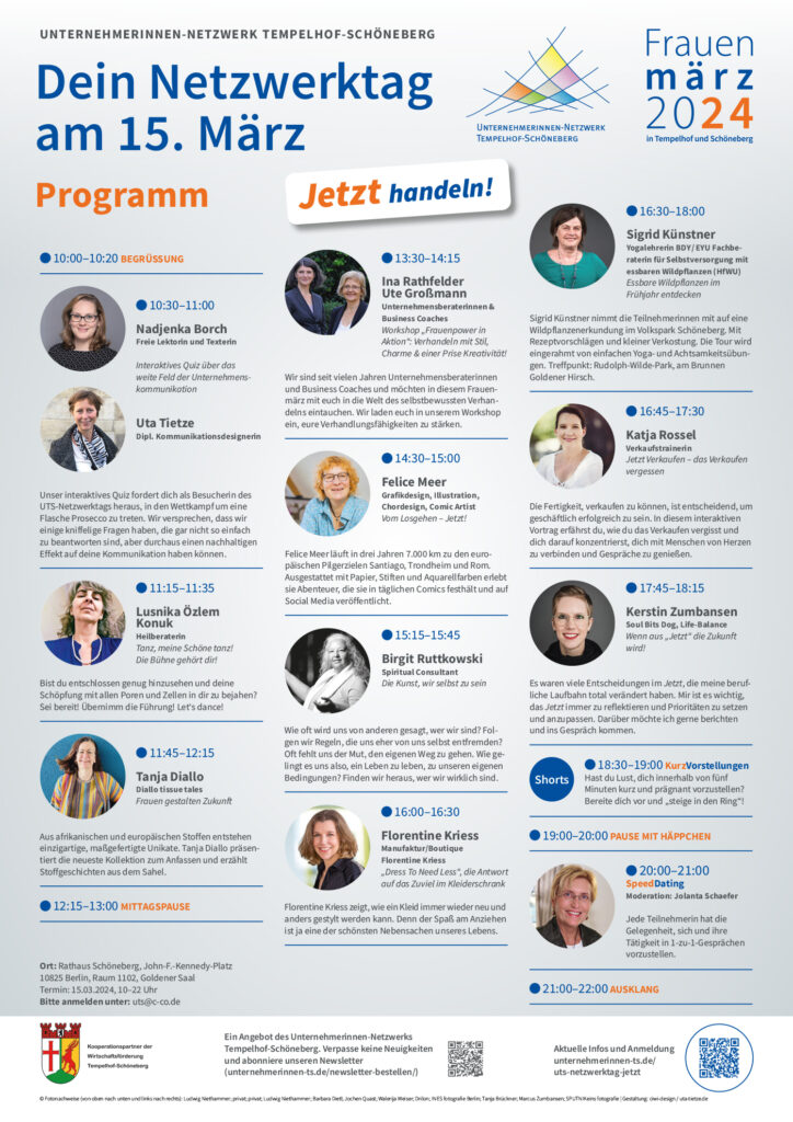 Plakat vom UTS-Netzwerktag 2024 mit allen Referentinnen